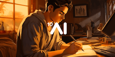 AI app process Essay Writer hero image.